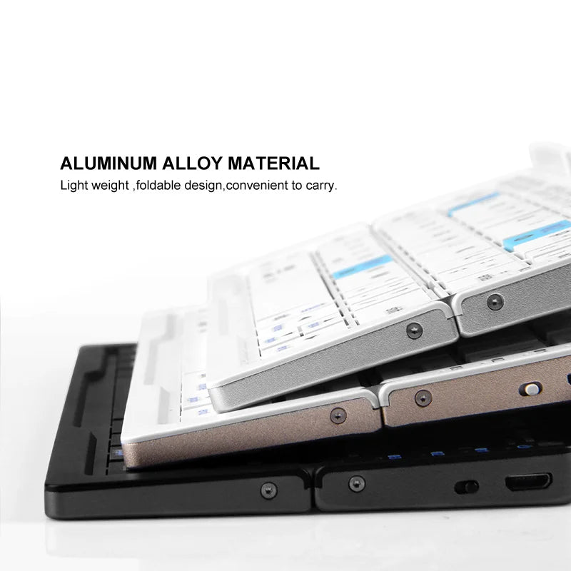 Sammenleggbart tastatur for telefon og nettbrett - sort og hvit