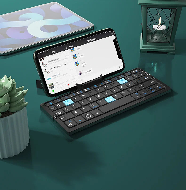 Sammenleggbart Bluetooth-tastatur i mørk grå – kompakt aluminiumslegering tastatur for telefon og nettbrett